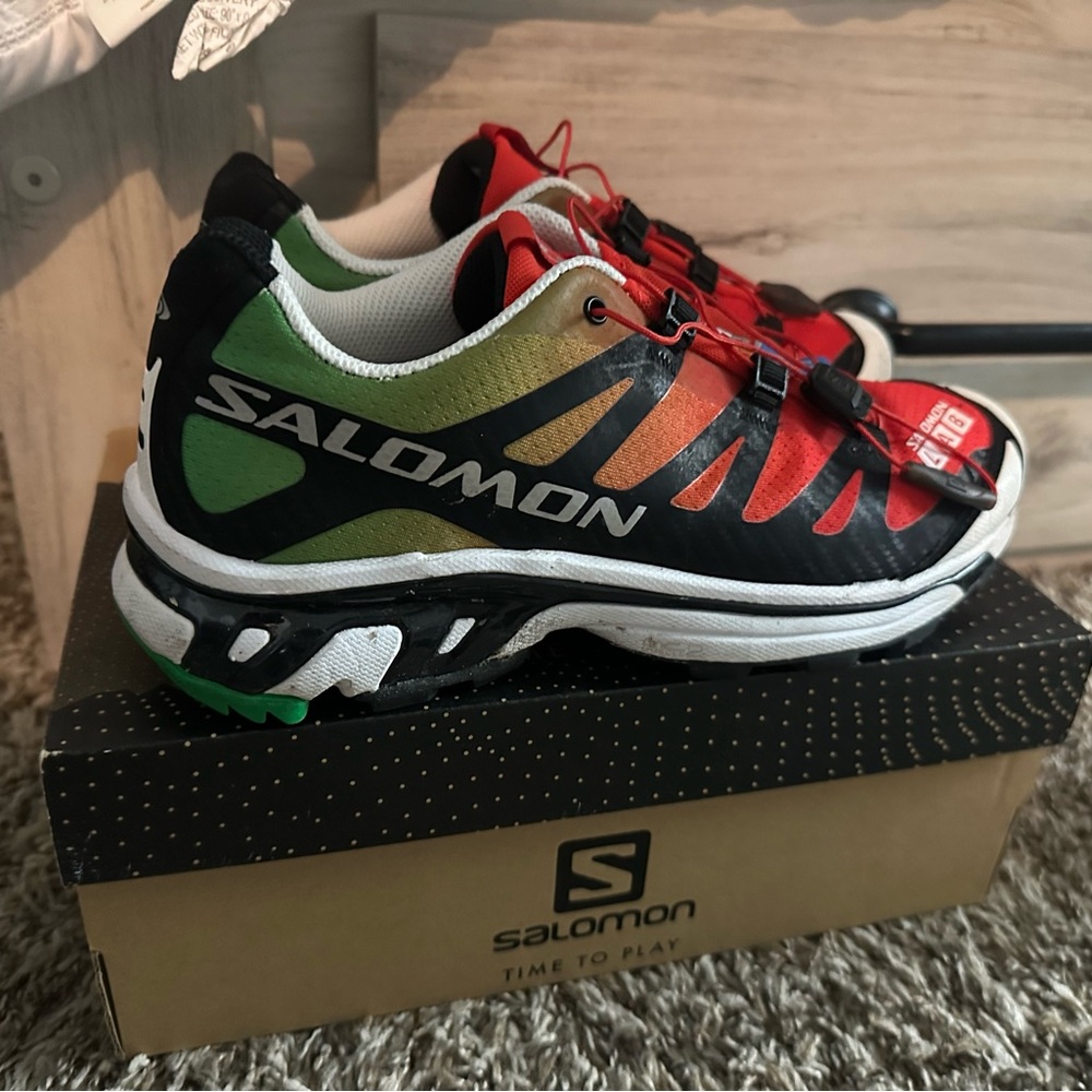 Salomon Red and Green Trail Shoes